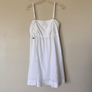 EDC Classic White Spaghetti Strap Dress Size Medium Smocked Back